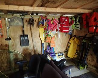 Chairs. Stands for GoalZero Panels. 