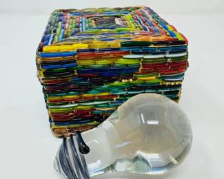 99 GlassBeadTrinketBoxBlownGlassLightbulbPaperweight