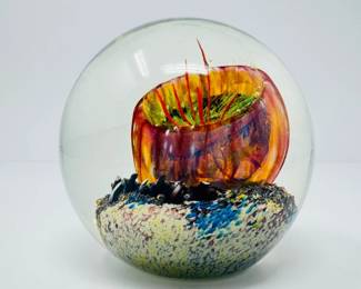 49 Large4ArtGlassPaperweightMulticolorAbstractDesign