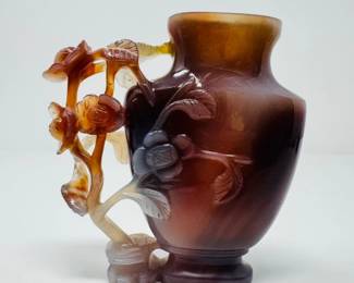 38 CarvedAgateStoneVasewFloralBranchBlossomDetail