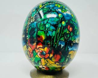 35 HandPainted6DecorativeEggonStandLikelyOstrichEgg