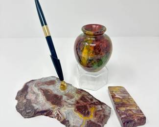 33 AgatePenHolderMulticolorStoneVasePolishedSlab