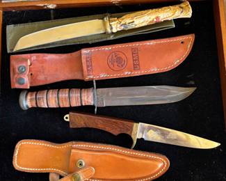 KA-BAR USMC KNIFE IN SHEATH, HUNTING KNIVES WITH SHEATHS