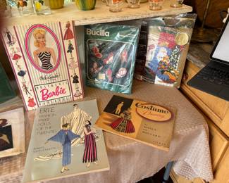 ERTE FASHION PAPER DOLLS OF THE TWENTIES, VINTAGE COSTUME DRAWING BOOK, VINTAGE BUCILLA CHRISTMAS HEIRLOOM BUTTERFLY ORNAMENT KIT, NOSTALGIC BARBIE PAPER DOLL