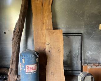 SPLIT WOOD PLANKS, BOXING BAG