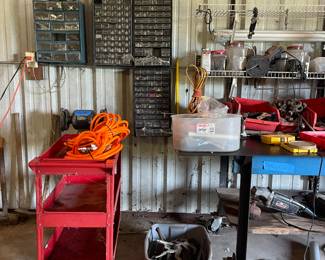 ROLLING CART, BOLT BINS, TOOLS