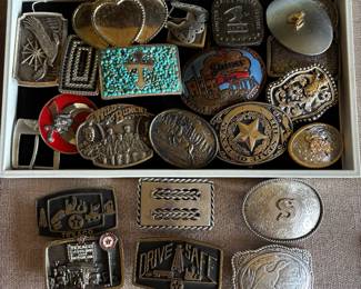 BELT BUCKLE COLLECTION-TEXACO, SHINER BEER, USPS, AND MORE