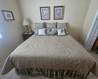 Here is the king size bed, also like new. I would like to sell it with the comforter set and all the pillows. $400