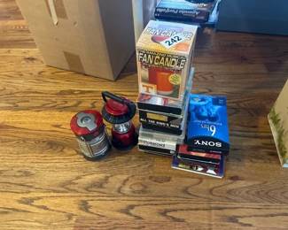 VHS TAPES, LANTERN LIGHTS, FAN CANDLE