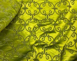 Shiny Green Brocade Fabric Approx 14 Yards