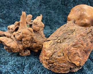 Two Decorative Burl Wood Pieces