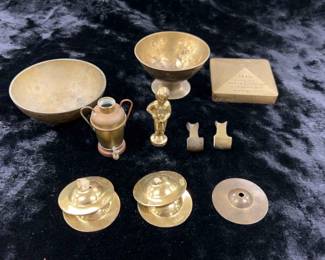 Miscellaneous Brass Manjiras, Bowls, Hooks, Manneken Pis