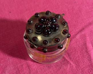 Lovely Red Stone And Silver Colored Glass Pot