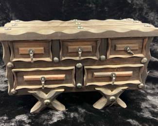 Carved Wood Jewelry Trinket Box