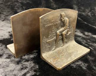 Real Solid Bronze Griffon Newark Abraham Lincoln Bookends