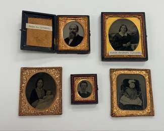 Five GildedFramed Collodion Positives, or Ambrotypes Relations