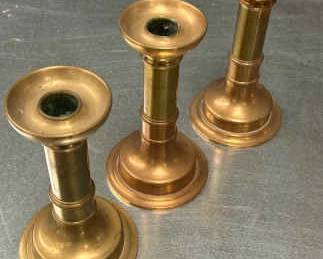 Three Solid Brass Candlestick Holders