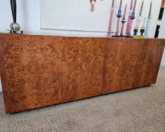 Milo Baughman for Thayer Coggin burl wood buffet