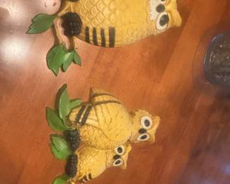 Vintage hanging owl set