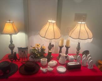 Brass lamps and decor