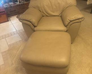 Leather chair and ottoman