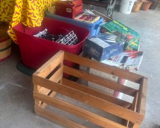 Wooden crate and lots of Christmas lights