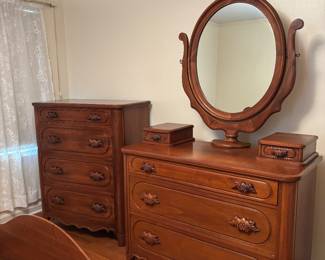 Vintage dresser chest and bed 