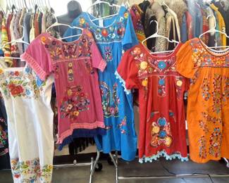 Hand embroidered vintage dresses.