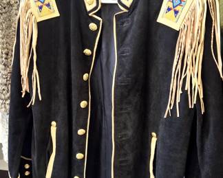 Vintage genuine suede leather jacket with hand beading and fringe. Gorgeous and very unique!