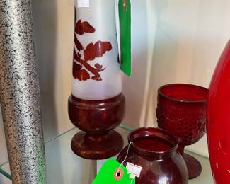 Vintage cranberry frosted art glass $20 + tax