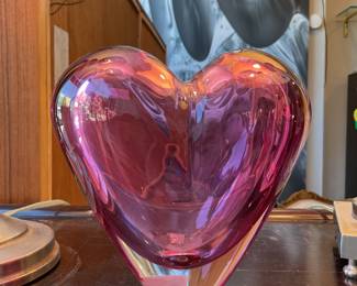Bohemian ruby glass heart vase
