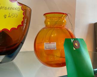 Orange Leerdam hand blown glass vase $40 + tax