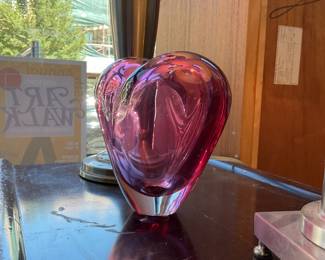 Bohemian ruby glass heart vase