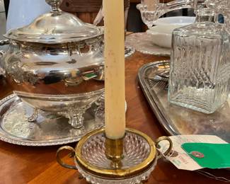 Crystal and brass dish candy holder early 20th century $40 + tax