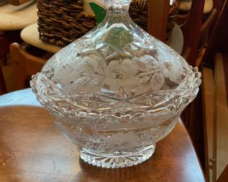 Vintage crystal candy dish 