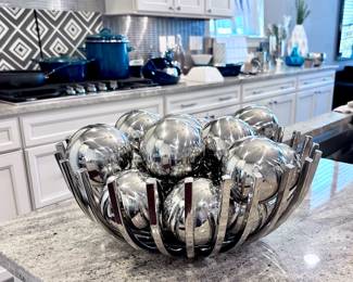 Large Centerpiece Bowl with Silver Decorative Balls