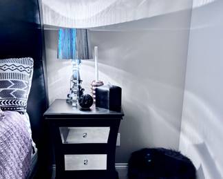2 x Black Mirrored Nightstands