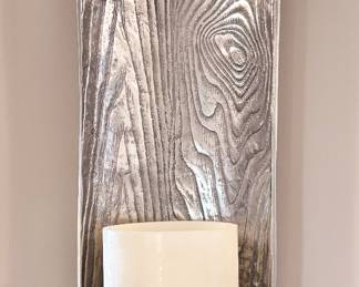 Large Silver Wall Sconce with Candle