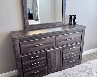 Bedroom Set: Dresser with Mirror, Queen Bed with Mattress and Box Spring 
