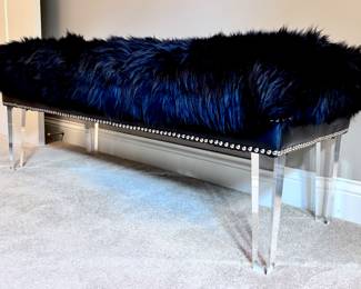 Faux Fur Acrylic Leg Bench