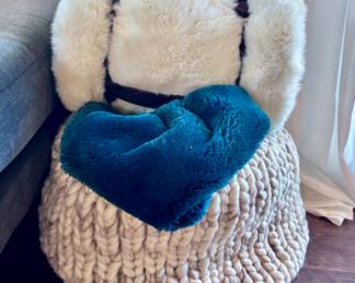 Throw Blankets and Woven Basket 