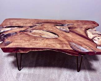 Live Edge Coffee Table with Hairpin Legs