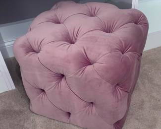 Pink Tufted Ottoman Stool 