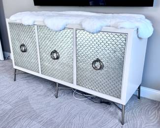 Bernhardt Blanca Capiz Silver Leaf Painted Buffet or Credenza