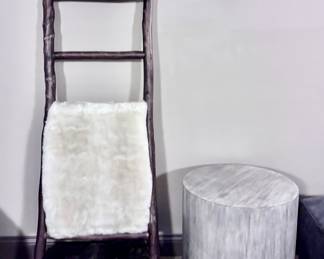 Decorative Ladder, Throw Blankets and End Table