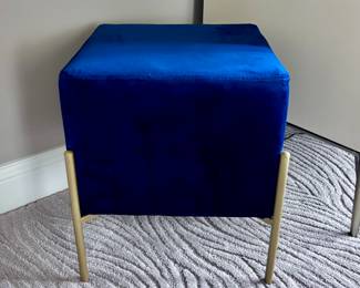Dark Blue and Gold Stool Ottoman