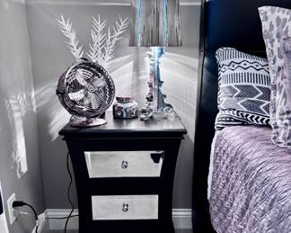 2 x Black Mirrored Nightstands