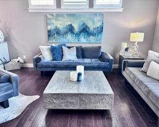 Z Gallerie Timber Coffee Table and End Table, Z Gallerie Jackson Sofa, Chaise and Arm Chair