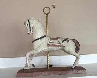 Plaster Carousel Horse with Brass Pole