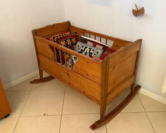 Vintage wooden rocking crib